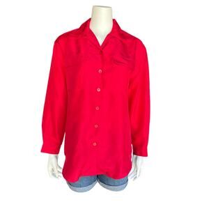 Christine & Jill Petite Vintage Red Silk Blouse Size Medium